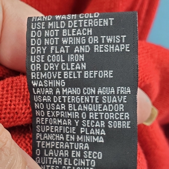 NWT R&K red knit dress with black belt Lg - Picture 8 of 16